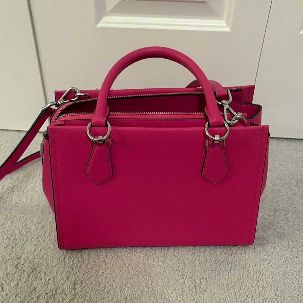 Michael Kors Medium Sized Marilyn Saffiano Leather Fuchsia Pink Satchel - Picture 7 of 8